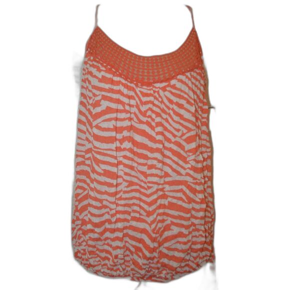 Forever 21 Orange & White Zebra Stripe Light Weight Breezy Sleeveless Tank Top - Picture 2 of 5
